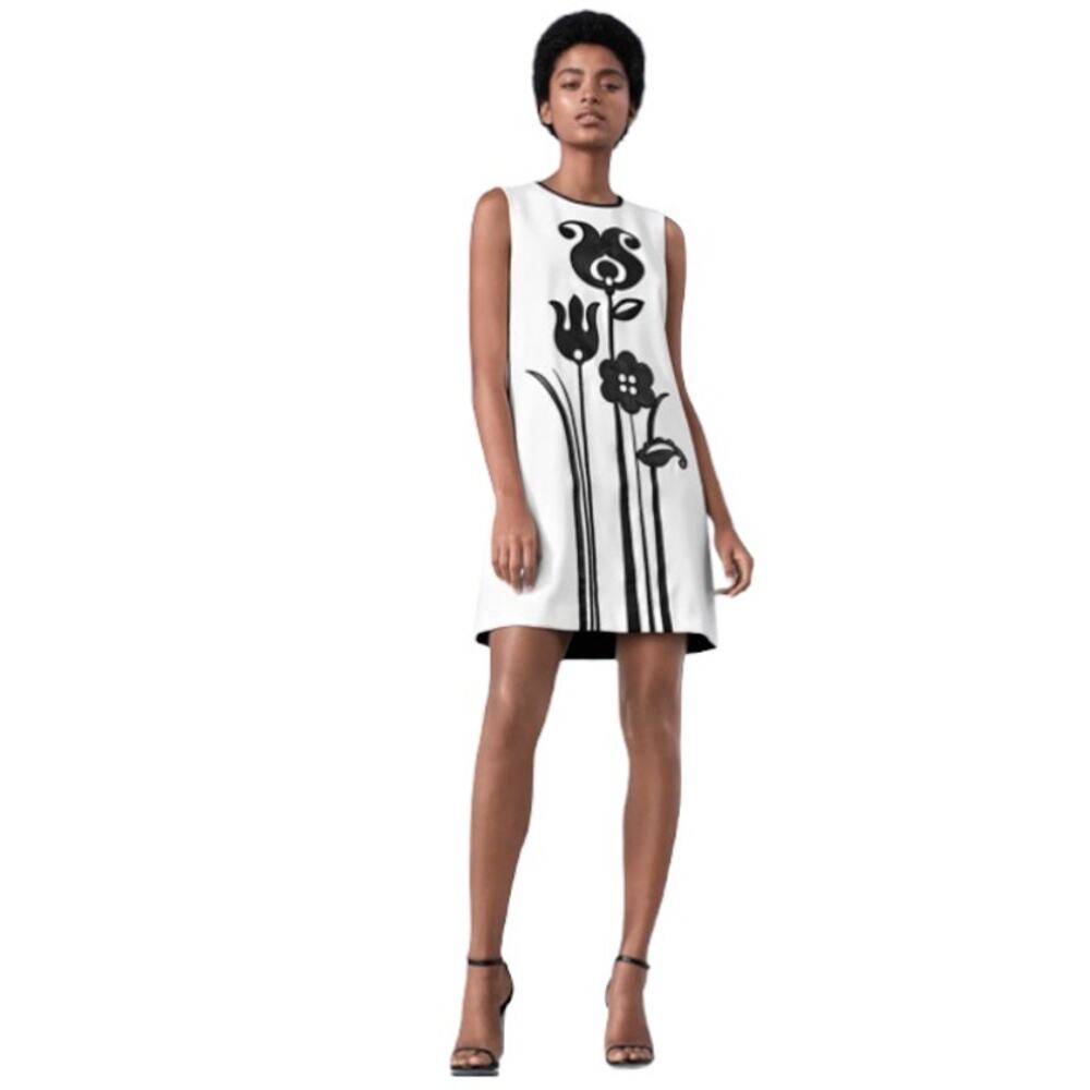 Victoria Beckham x Target Floral Black and White Mod Shift Dress